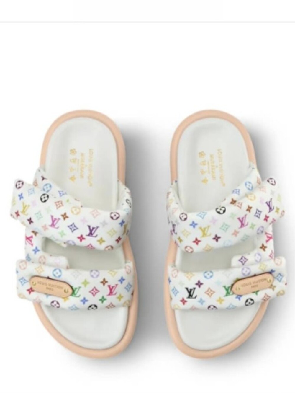 White Multicolor Pool Pillow Flat Comfort Mule